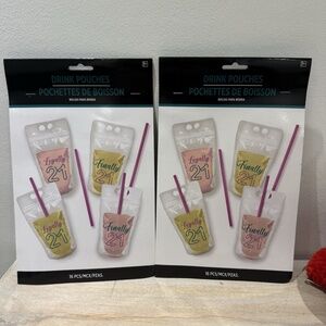 Finally 21 Drink Pouches- 4" x 12 1/2"  Plastic Drink Pouches x 16
